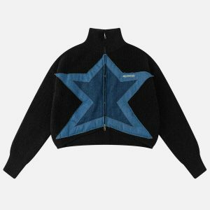 denim star applique cardigan [revolutionary] 2620